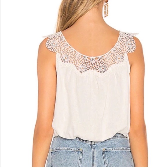 Free People] Off white Linen Cotton Crochet Tassel tie Crop Oversized Top Blouse - Picture 3 of 14